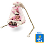 Fisher-Price - Papasan Cradle Swing, Mocha Butterfly, with Bonus $20 Gift Card