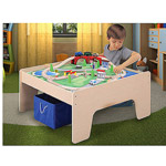 Wooden Activity Table with 45-Piece Train Set & Storage Bin