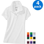 George - Girls' Short-Sleeve Polo Shirts, 4-Pack Value Bundle