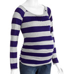 Planet Motherhood Maternity Striped Long Sleeve Tee with Side Ruching