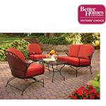 Better Homes and Gardens Clayton Court 4-Piece Patio Conversation Set, Red, Seats 4