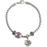 Connections from Hallmark Stainless Steel "I love you more" Crystal Charm Bracelet