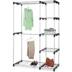 Whitmor Double Rod Freestanding Closet, Silver/Black