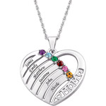 Personalized Mom Birthstone & Name Heart Necklace