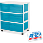 Sterilite 3 Drawer Wide Cart- Aqua Blue Tint