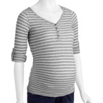 Oh! Mamma Maternity Striped Waffle Knit Henley