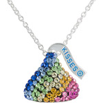 Hershey's Kiss Multi-Colored Rainbow Crystal Silvertone Pendant, 18"