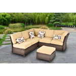 Cadence Wicker 3-Piece Outdoor Sectional Sofa Set, Tan, Seats 5