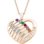 Personalized 14kt Gold-Plated Mom Birthstone & Name Heart Necklace