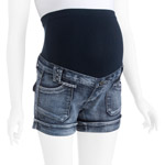 Denim Diva Maternity Full-Panel Denim Shorts with Studded Beltloops