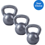 3-Piece CAP Barbell Cast Iron Kettlebell Set, 25lb-35lbs Value Bundle