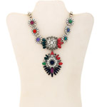 Multi-Color Statement Necklace, 18.5"