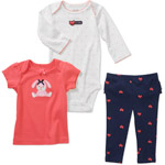 Child of Mine by Carters Newborn Girls' 3 Piece Bunny Hearts Tee's and Pant Set