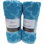 Mainstays Cotton/Poly Blended Tile Beach 2-Piece Towel Set, Bright Teal