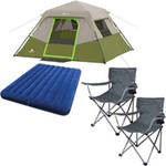 Ozark Trail 6 Person Instant Dome Tent with 2 Folding Chairs and Downy Queen Airbed Bundle ($34.70 Savings)