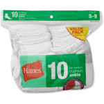 Hanes Women's Ankle Socks 10 Pack