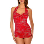 Suddenly Slim by Catalina Women's Slimming Shirred Halter One-Piece Swimsuit