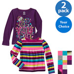 365 Kids From Garanimals Little Girls' 2 Long Sleeve Tee, 2 Pack, Your Choice