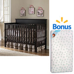 Graco - Lauren 4-in-1 Convertible Fixed-Side Crib & BONUS Mattress Value Bundle, Your Choice of Finish