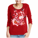 Hanes Women's Printed Long Sleeve Tee