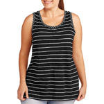 Danskin Now Women's Plus-Size Performance Striped Racerback Tank