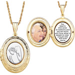 Two-Tone Memorial Angel 14kt Gold-Plated Locket Pendant, 20"