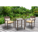 Cadence Wicker 3-Piece Outdoor Bistro Set, Tan, Seats 2