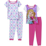 Disney Frozen Baby Toddler Girl Cotton Tight Fit Short Sleeve PJs, 2-Sets