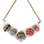 Clear Back Multi Color Statement Necklace, 18"