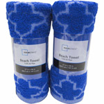 Mainstays Cotton/Poly Blended Tile Beach 2-Piece Towel Set, Blue Fire