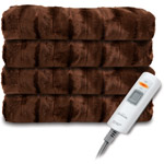 Sunbeam Faux Fur Heated Throw, Brown