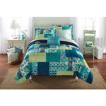 Mainstays Bed-in-a-Bag Bedding Comforter Set, Teal Patch