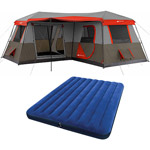 Ozark Trail 12 Person Instant Cabin Tent with Two Queen Airbeds Value Bundle