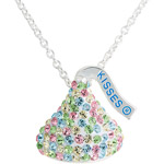 Hershey's Kiss Multi-Colored Crystal Silvertone Pendant, 18"