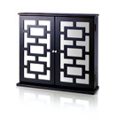 Mirror and Rectangular Design Hanging Jewelry Box, Black Finish