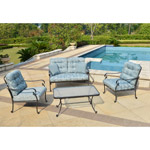 Mainstays Willow Springs 4-Piece Patio Conversation Set, Blue, Seats 4