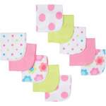 Gerber Newborn Baby Girl Terry Print Washcloths, 10-Pack