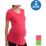 Faded Glory Maternity V-Neck Tee, 2-Pack Value Bundle