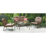 Mainstays Brookwood Landing 4-Piece Patio Conversation Set, Brown, Seats 4