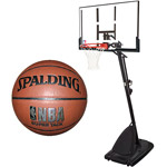 Spalding 54" Angled Portable Backboard System with NBA Super Tack Basketball Bundle (Was $299.96)