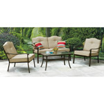 Mainstays Brookwood Landing 4-Piece Patio Conversation Set, Tan, Seats 4