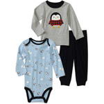 Child of Mine by Carters Newborn Boys' 3 Piece Penguin Tee's and Pant Set