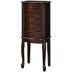 Wooden Jewelry Armoire with Lift Out Jewelry Box, Warm Walnut Finish