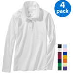 George - Girls' Long-Sleeve Polo Shirts, 4-Pack Value Bundle