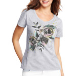 Hanes Women's Short Sleeve Printed V-neck