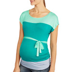 Planet Motherhood Maternity Colorblock Tie Waist Top