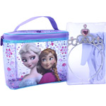 Disney Frozen Train Case - Includes Princess Gloves, Tiara and Wristlet Coin Purse