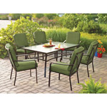 Mainstays Crossman 7-Piece Patio Dining Set, Green, Seats 6