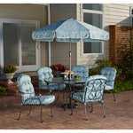 Mainstays Willow Springs 6-Piece Patio Dining Set, Blue, Seats 5