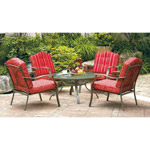 Mainstays Warner Heights 5-Piece Patio Conversation Set, Red, Seats 4